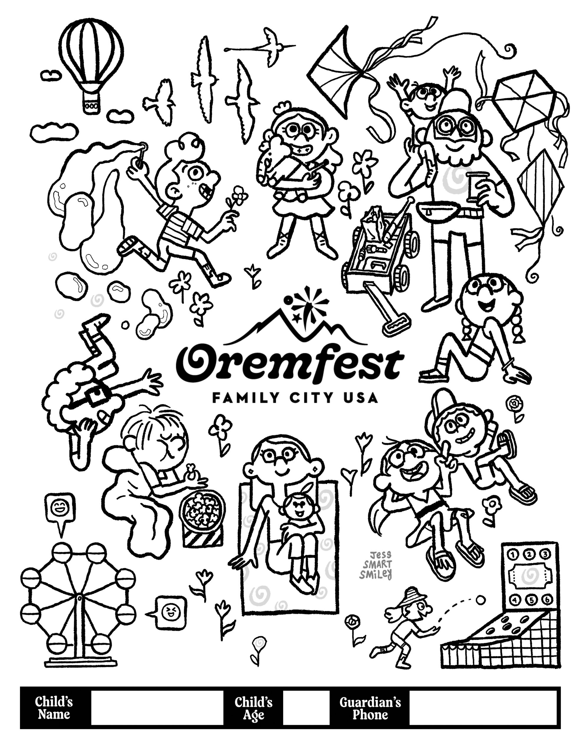 Coloring page 2025 - people looking up at fireworks